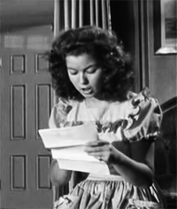 shirley temple,1944,film,black and white,vintage,s,history,classic film,old hollywood,letter,1940s,classic hollywood,vintage s,vintage fashion,child star,throatjust,da vinci
