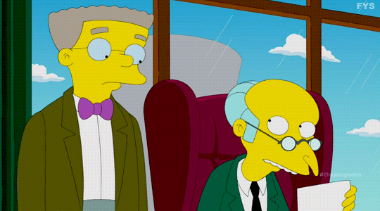 waylon smithers,mr burns,smithers,the musk who fell to earth,reaction,simpsons,signs,season 26,monty burns