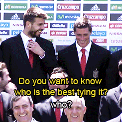 This Gif is about sergio ramos,fernando torres,gerard pique,stylin and prof...