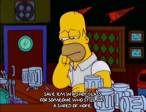 homer simpson,episode 6,sad,season 11,drunk,bar,tired,11x06,beer