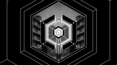 3d,trippy,tech,tunnel,urban,hexagon,design,mograph,black white