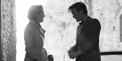 fake out,movies,black and white,doctor who,matt smith,the doctor,eleventh doctor,handshake