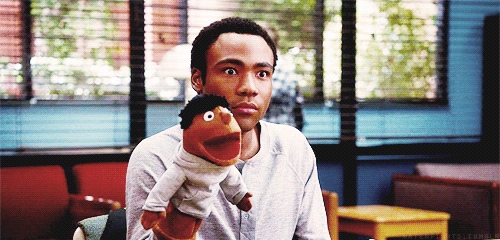 muppet,jaw drop,community,shocked,donald glover,puppet