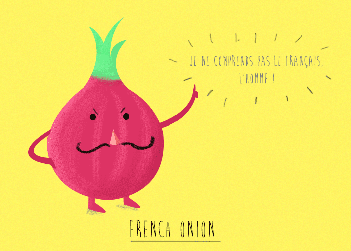 onion,animation,cute,illustration,color,france,french,pastel,pun