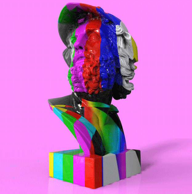 vaporwave,webpunk,statue,glitch,pixel8or
