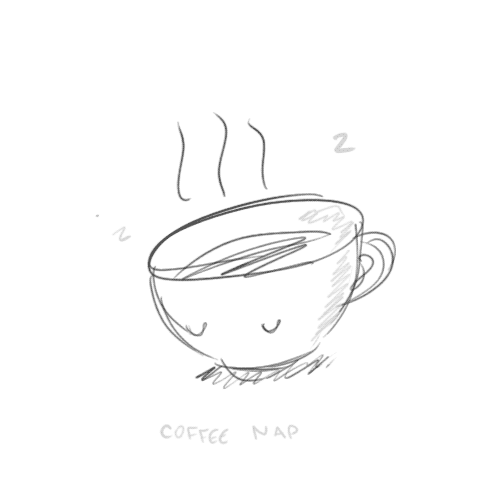 sleepy,caffeine,coffee,drawing,hoppip,yummy,imt,coffee nap,art design