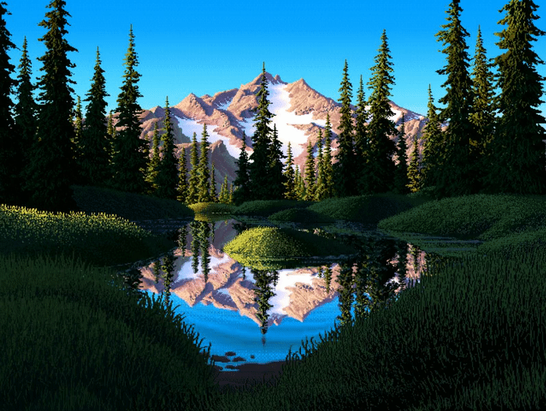 mountain,cinemagraph,pond