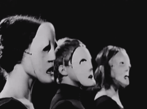 black and white,horror,creepy,masks