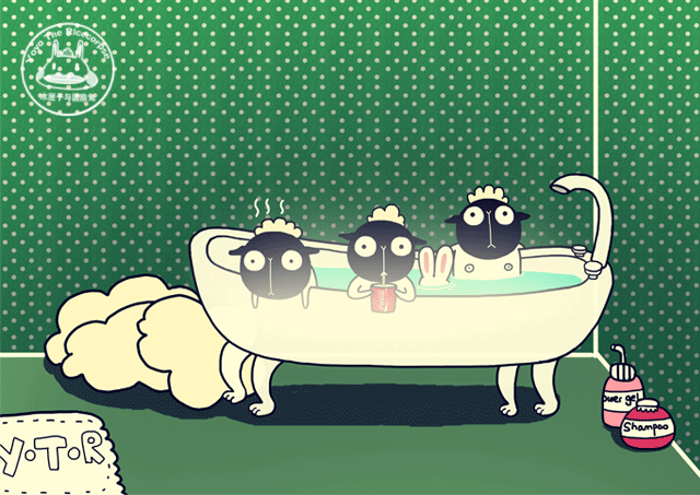 bunny,sheep,animation,loop,illustration,kawaii,digital,bath,artist on tumblr,ytr,yoyo the ricecose