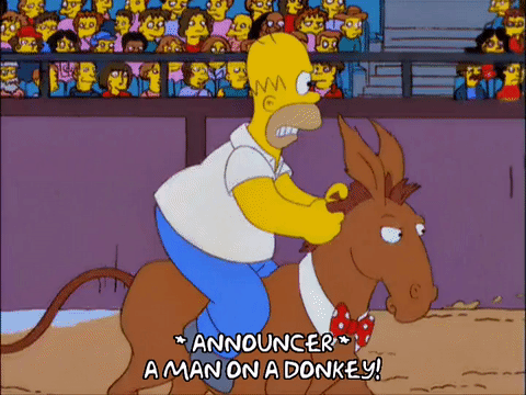 13x09,homer simpson,episode 9,angry,season 13,crowd,donkey