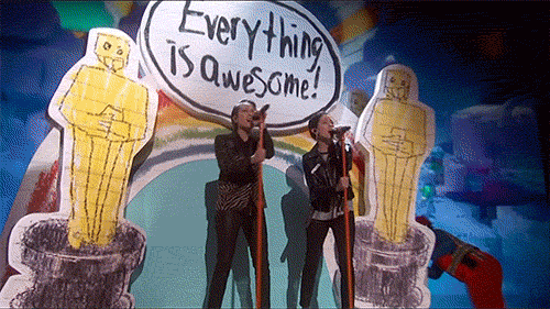 everything is awesome,oscars,tegan and sara,the lonely island,the lego movie