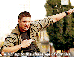 eye of the tiger,leg,supernatural,dean winchester,air guitar,youre my knight in shining armor