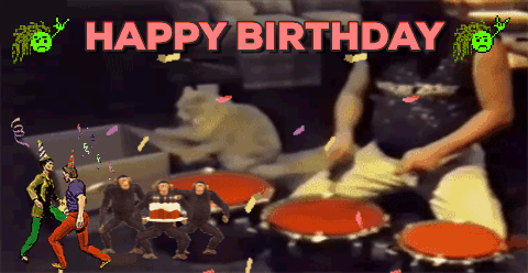 happy birthday cat,happy birthday,cat,party,drums