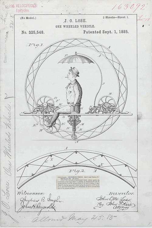 bicycle,patent,vintage,bike,throwback,steampunk,vehicle,invention,monowheel,velocipede,archive