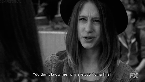 bullying,girl,black and white,sad,american horror story,text,cry,violet
