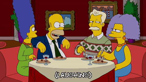 homer simpson,marge simpson,episode 21,laughing,season 20,listening,selma bouvier,20x21,laying back,foxcon
