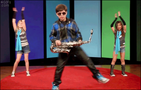 saxophone,dancing,party,kid