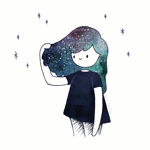 watercolor,cute,space,hair,stars