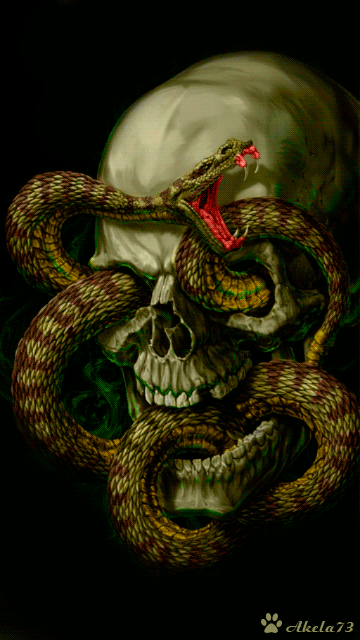 skull,snake,bones,dark art,morbid