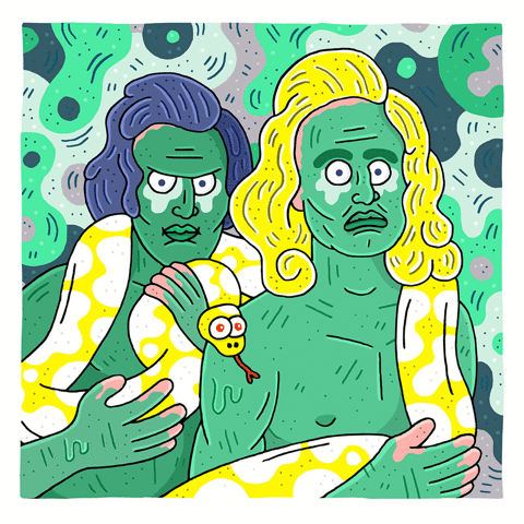 snake,freaky,psychedelic,fun,music,lol,illustration,cartoon,eyes,drawing,band,lizard,new zealand,psychedelia,hand drawn,soft hair,sam taylor,lying has to stop,connan mockasin,la priest,relaxed lizard
