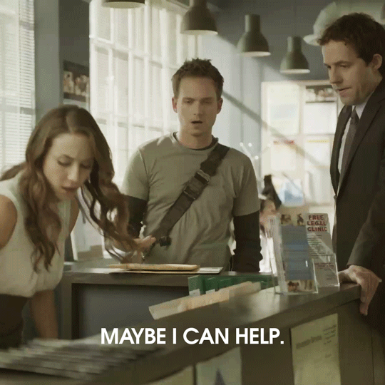 tv,reaction,usa,help,mike,suits,usa network,troian bellisario,claire,mike ross,patrick adams