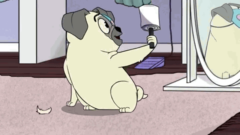 cleaning,pewdiepie,tidy up,eye patch,ocd,lint roller,cute,dog,happy,season 1,work,happiness,pug,proud,01x01,clean,pugs,episode 1,cutiepie,cute dog,marzia,hard work,pugatory,clean up