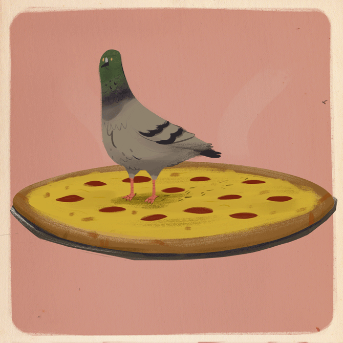 pizza,pigeon