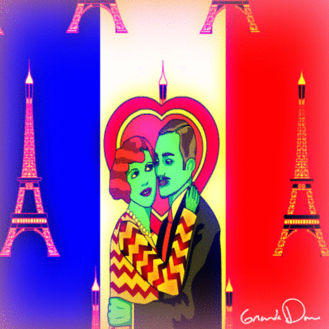 grande dame,grande dame art,love,trippy,psychedelic,heart,paris,valentines,lovers,psychedelic art,tiff mcginnis,psychedelic animation
