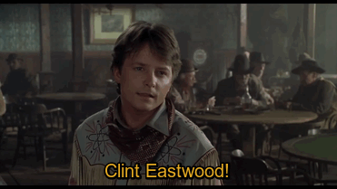 clint eastwood,back to the future,biff tannen,michael j fox,marty mcfly,doc brown,delorean,bttf3