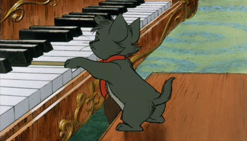 piano,cat,disney,cartoon,the aristocats