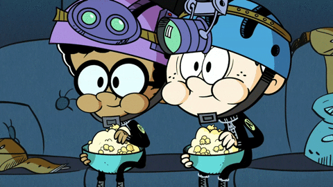 animation,movie,friends,cartoon,nickelodeon,costume,popcorn,the loud house,lincoln loud,hollering