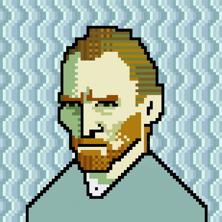Пиксель 8 а. Пиксельный Ван Гог. Картины в пикселях. Портрет в пиксельном стиле. Пиксель арт портрет.