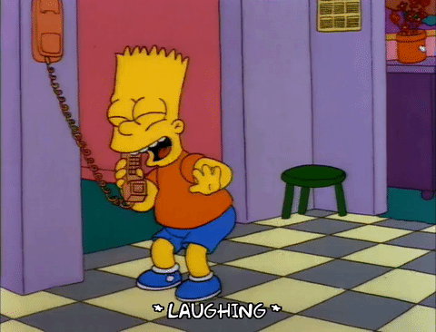 Bart simpson phone call laughing GIF.