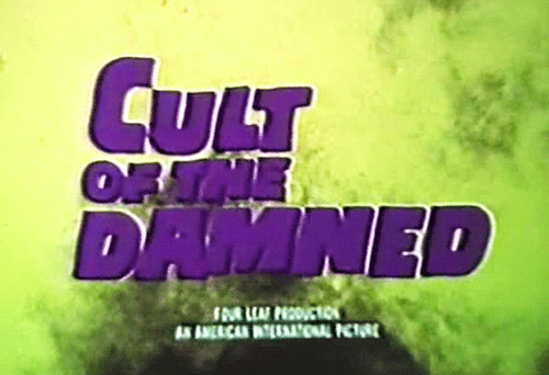 cult movie,horror,psychedelic,rhett hammersmith,roddy mcdowall,type design,cult of the damned,movie title