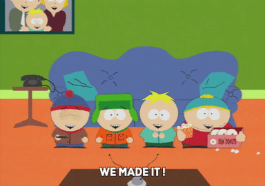 television,eric cartman,excited,stan marsh,kyle broflovski,commercial,butters stotch,watching