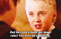 ron weasley,draco malfoy,harry potter,insult