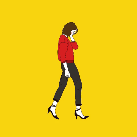 walking,illustration,sad girl,animation,art,fashion,color,abstract,bye,draw,colour,problems,kim campbell