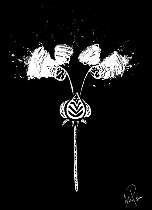 black and white,illustration,flowers,miron