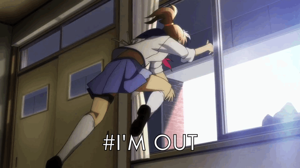 Animated GIF: anime window escape.