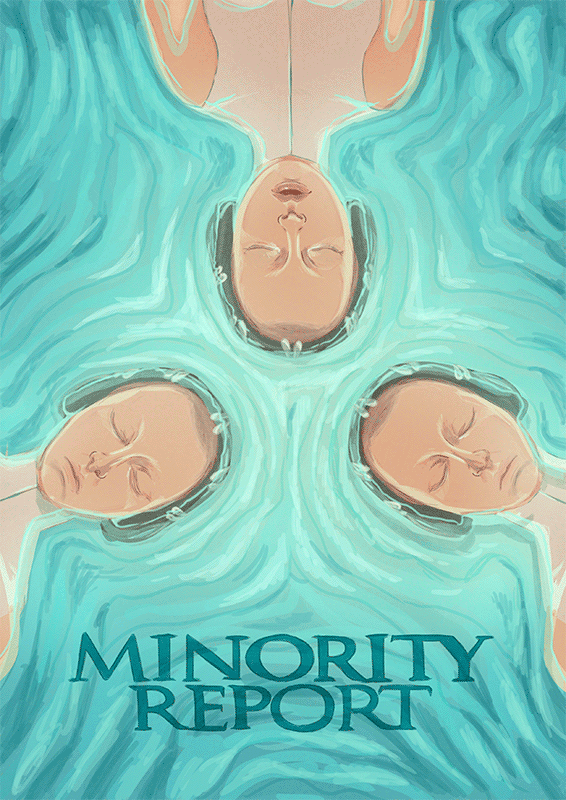 blue,movie,illustration,poster,artist on tumblr,minority report,a year of drawings,sci fi