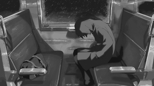 sad,anime,lonely,black and white