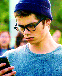 phone,glasses,boy,ouch,lovey,dylan o brien,lovey boy
