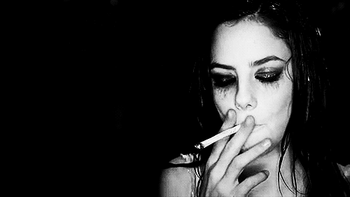 cry,girl,black and white,smoke