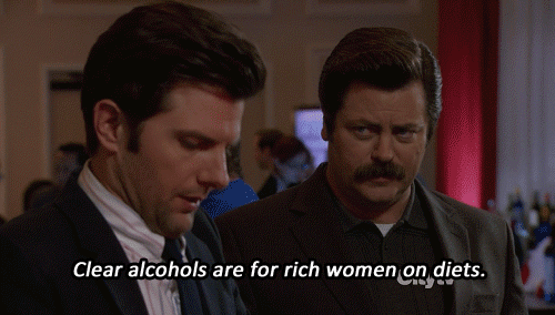 ron swanson,tv,parks and recreation,drinking,drunk,women,alcohol,nick offerman,vodka,clear
