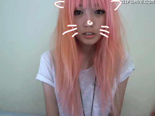girls,kawaii,japan,cats,hair color,hair pink