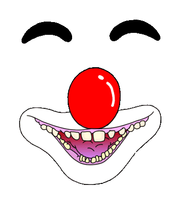 Анимационный клоун. Смайлик клоуна. Клоунский рот. Маска клоуна на прозрачном фоне. Звук смеха клоуна