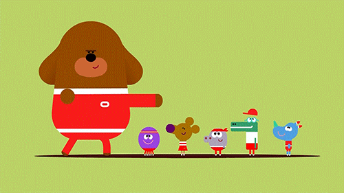 exercise,yes,duggee,hey duggee,happy,dog,excited,high five