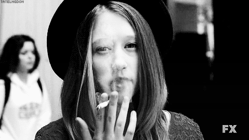 film,girl,black and white,smoke,american horror story,series