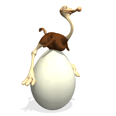 Страус анимированный. Бегающие яйца. Смайлик страуса. Смешное страусиное яйцо.