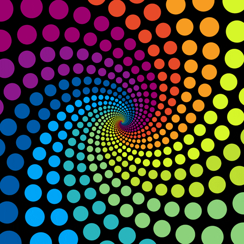 rainbow,hypnotic,math,colorful,color,spiral,dots,hypnosis,dot,infinite,visual,spiraling,fibonacci,blackout,infinity,konczakowski,mindfuck,polka dots,polka dot,visualize